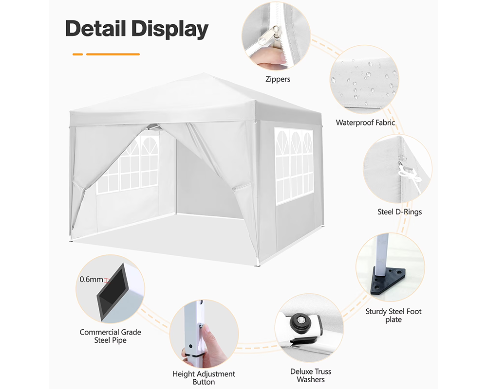 Foldable Outdoor Pop Up Gazebo 3x3M with Side Panels