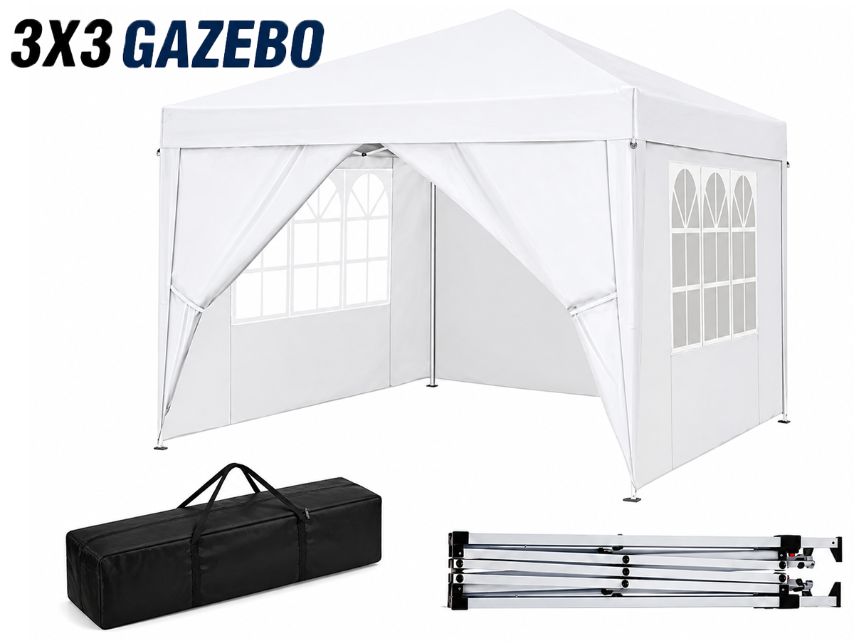 Foldable Outdoor Pop Up Gazebo 3x3M with Side Panels
