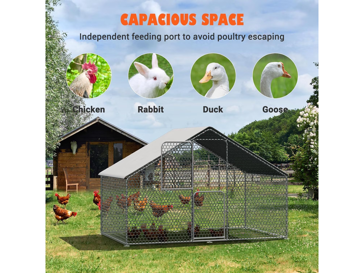 Walk In Chicken Run with Waterproof UV Resistant Cover for Chickens Ducks Rabbits and Small Pets