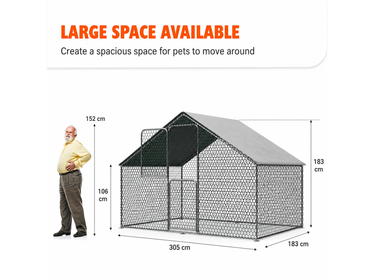 Walk In Chicken Run with Waterproof UV Resistant Cover for Chickens Ducks Rabbits and Small Pets