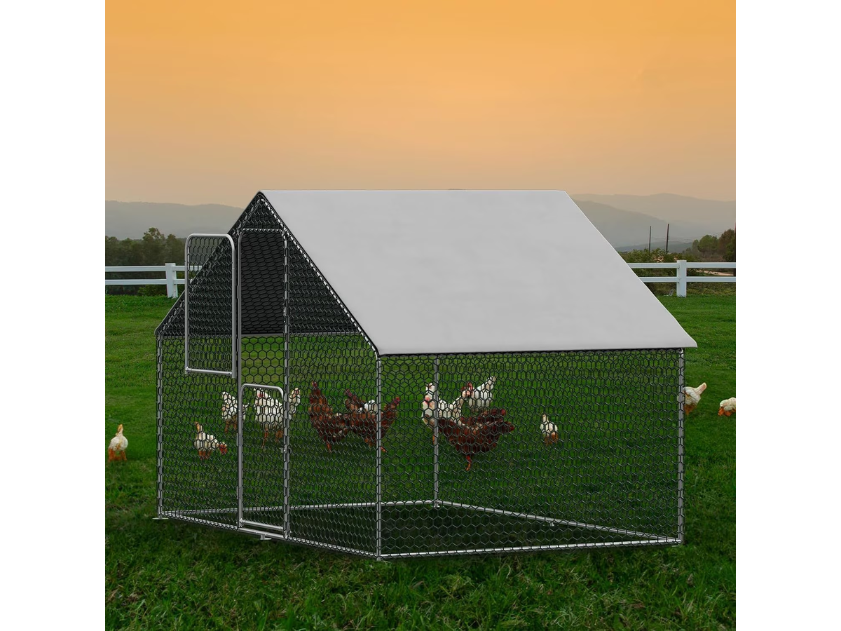 Walk In Chicken Run with Waterproof UV Resistant Cover for Chickens Ducks Rabbits and Small Pets