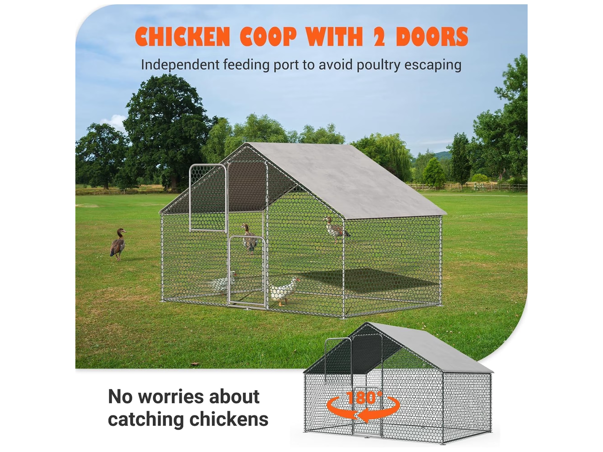 Walk In Chicken Run with Waterproof UV Resistant Cover for Chickens Ducks Rabbits and Small Pets