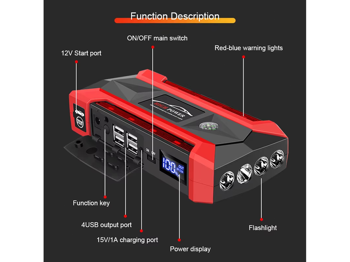 Portable 12V Battery Booster Power Bank Emergency Starter