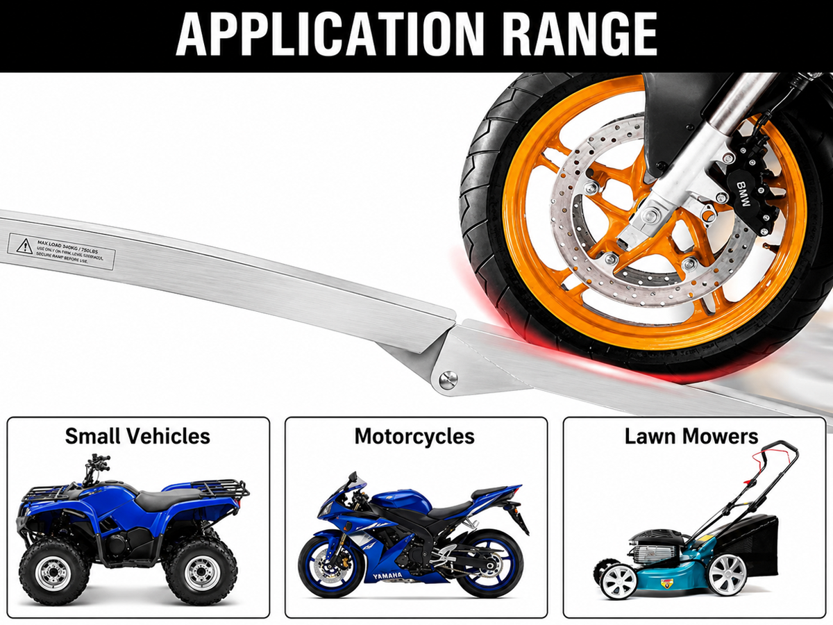 Folding Loading Ramp 230cm Heavy Duty Aluminium Access Ramp for Motorcycle, ATV, Trailer & Lawn Equipment