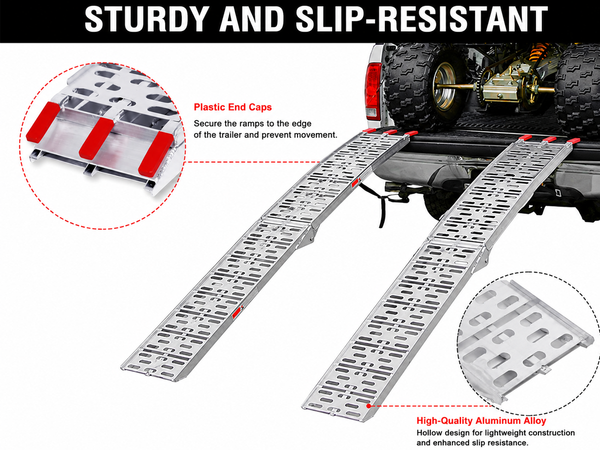 Folding Loading Ramp 230cm Heavy Duty Aluminium Access Ramp for Motorcycle, ATV, Trailer & Lawn Equipment