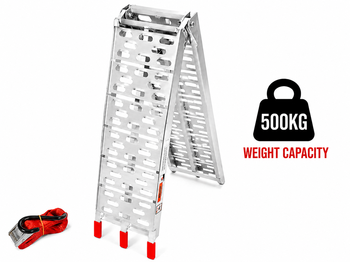 Folding Loading Ramp 230cm Heavy Duty Aluminium Access Ramp for Motorcycle, ATV, Trailer & Lawn Equipment
