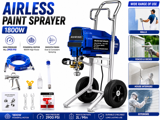 Airless Paint Sprayer 1800W Electric Paint Spray Machine 2900 PSI High Pressure Paint Sprayer