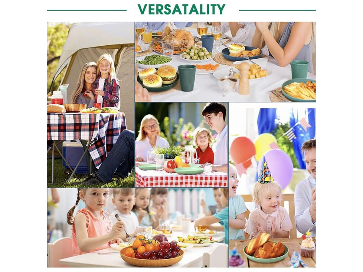 54 Piece Camping Crockery Set Reusable Outdoor Dining Tableware Set