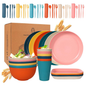 54 Piece Camping Crockery Set Reusable Outdoor Dining Tableware Set