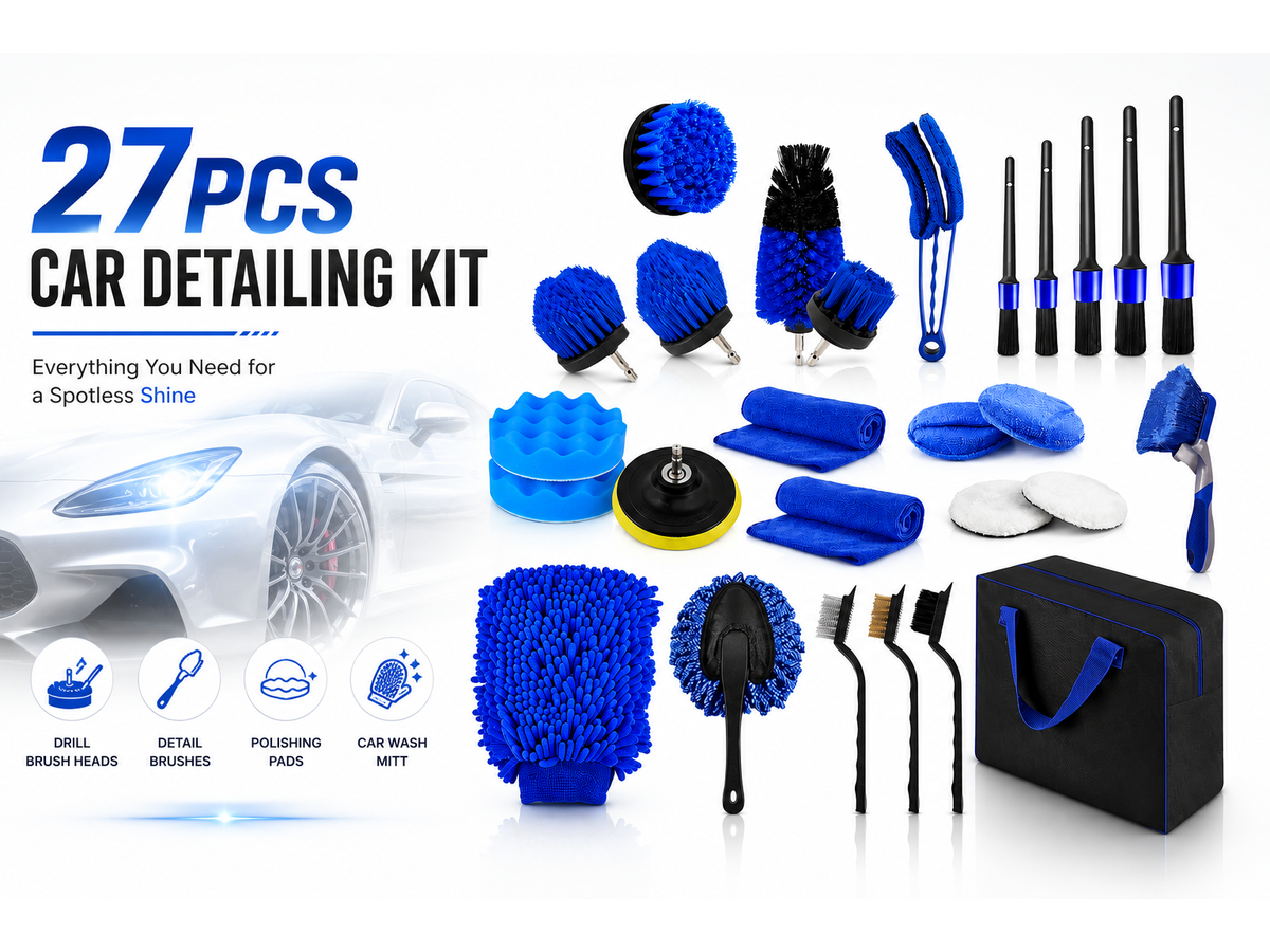 27 PCS Set Ultimate Car Detailing Kit Drill Brush and Polishing Pad