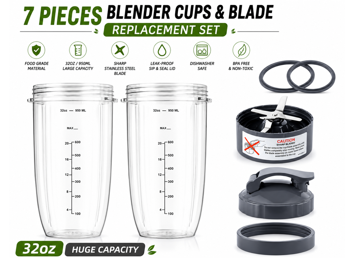 Nutribullet Blender Cups Blade Replacement Set 7 Piece Accessory Kit