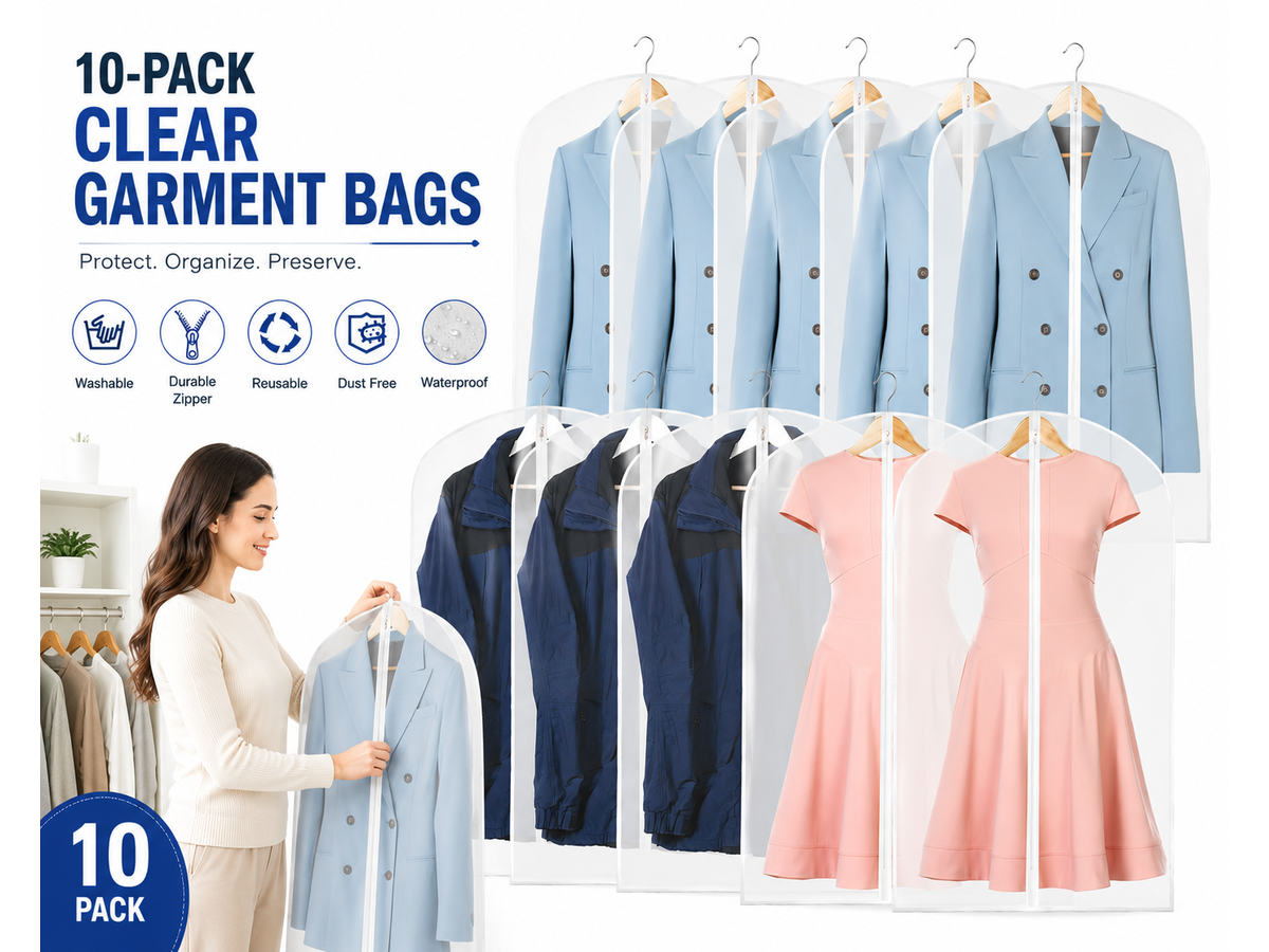 10 PCS Hanging Garment Bags Waterproof Clothing Storage Covers