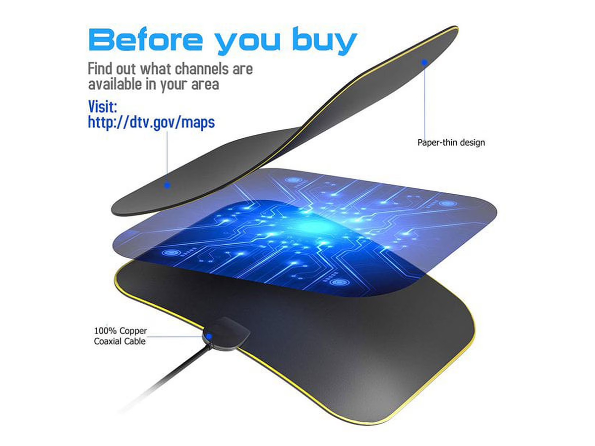 Freeview TV Antenna Amplified Indoor Digital HDTV Aerial