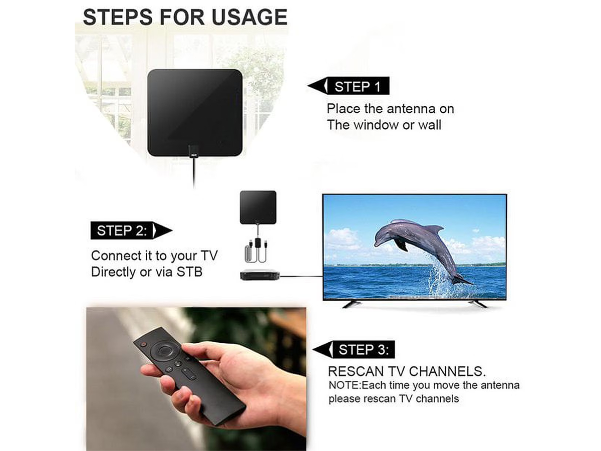 Freeview TV Antenna Amplified Indoor Digital HDTV Aerial