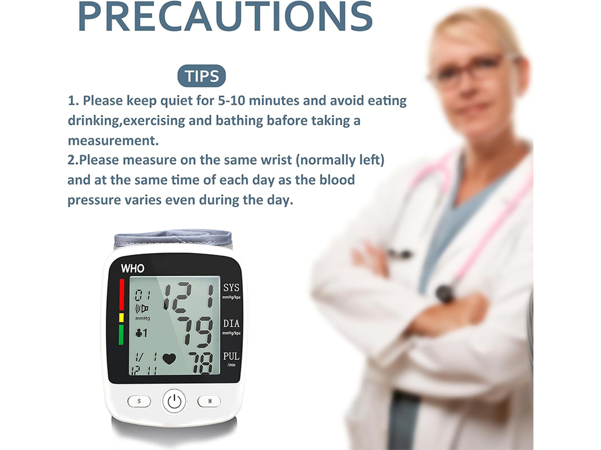 Blood Pressure Monitor Automatic Wrist BP Monitor with USB Charging