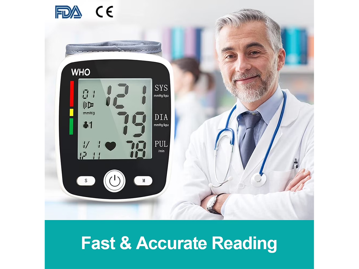 Blood Pressure Monitor Automatic Wrist BP Monitor with USB Charging