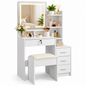 Dressing Table with LED Mirror Cushioned Stool