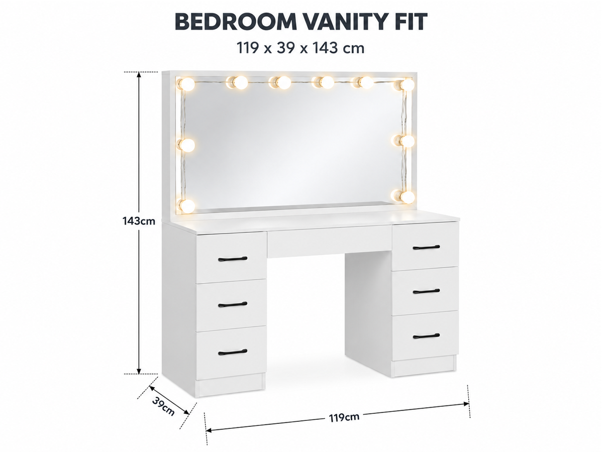Dressing Table With Mirror LED Mirror Storage Drawers