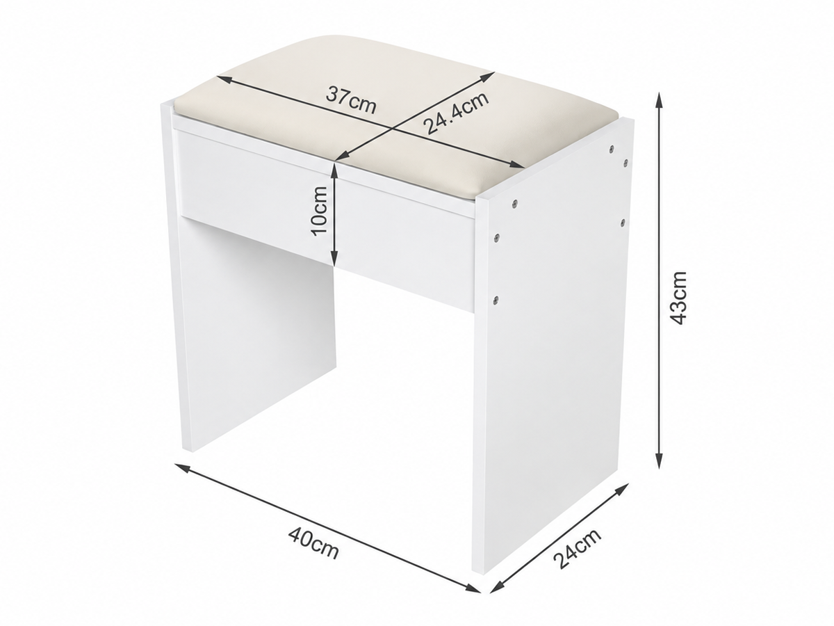 Dressing Table With Mirror and Stool Set LED Mirror Storage Drawers