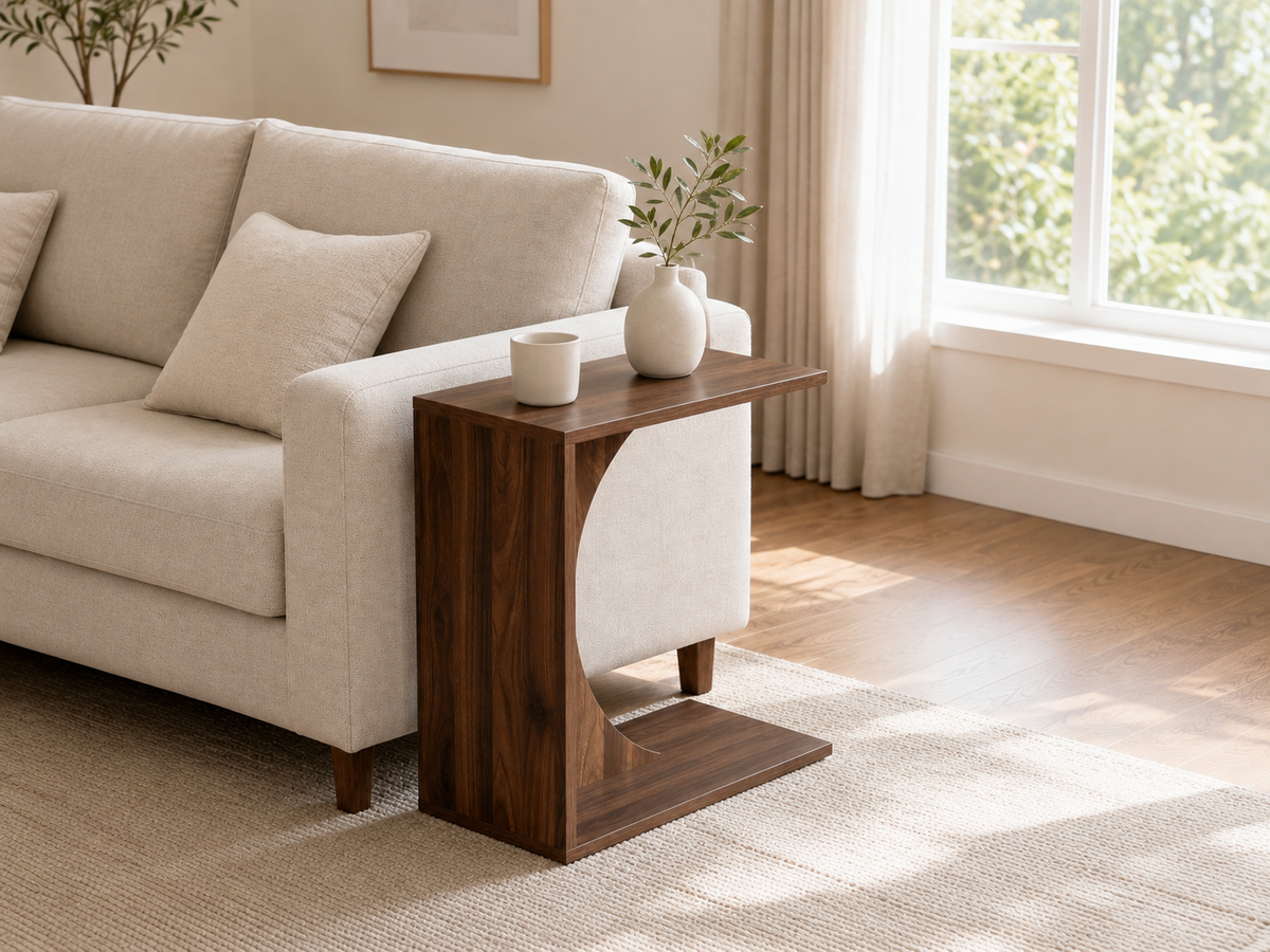 C Shaped Side Table Sofa Side Table for Living Room Bedroom Laptop Coffee Table