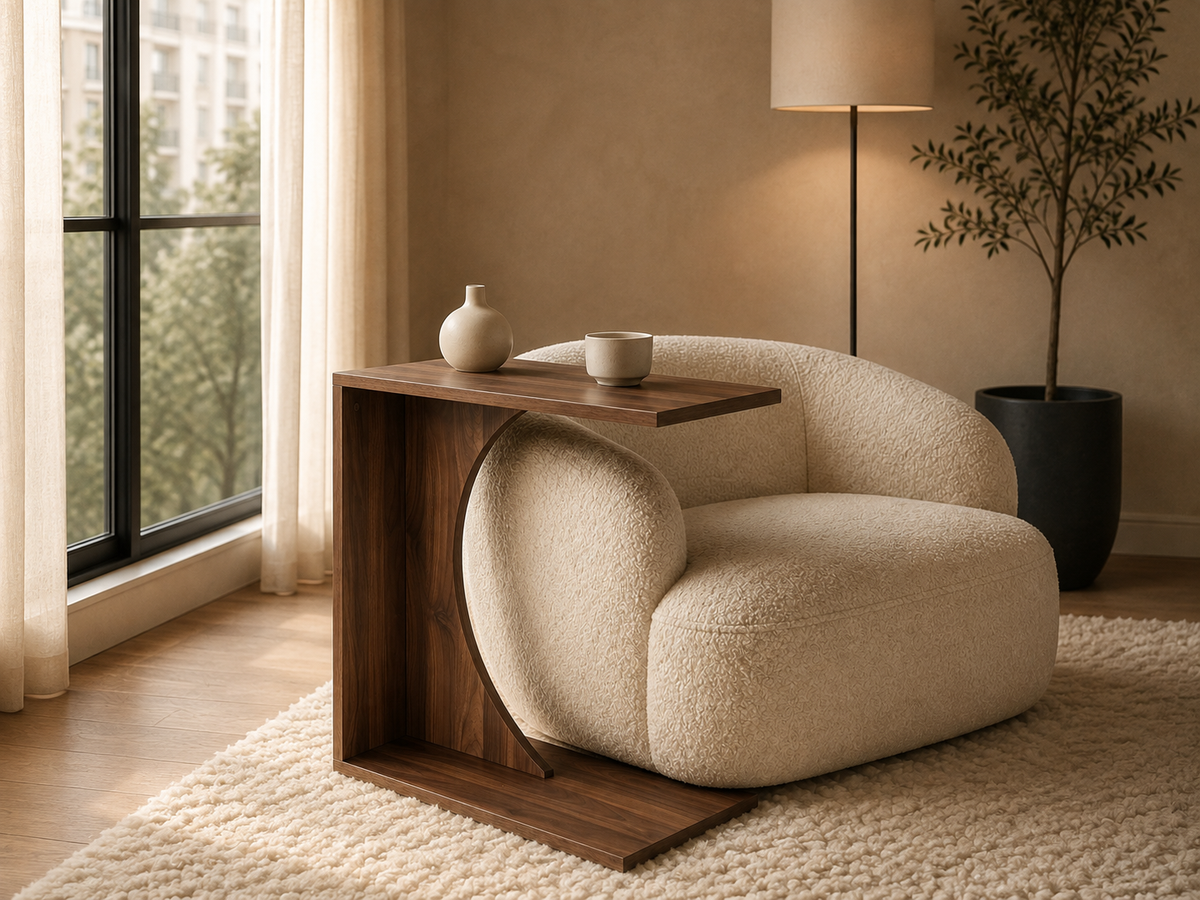 C Shaped Side Table Sofa Side Table for Living Room Bedroom Laptop Coffee Table