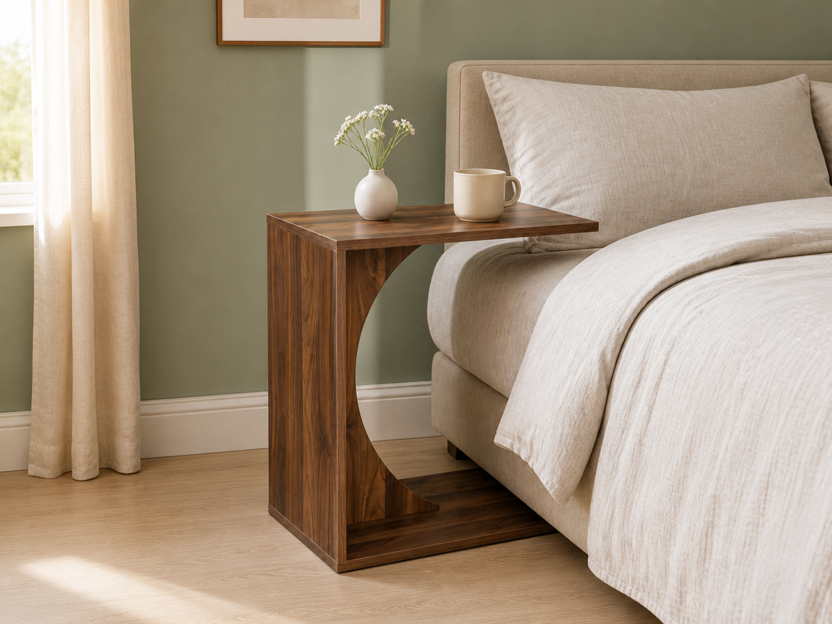 C Shaped Side Table Sofa Side Table for Living Room Bedroom Laptop Coffee Table