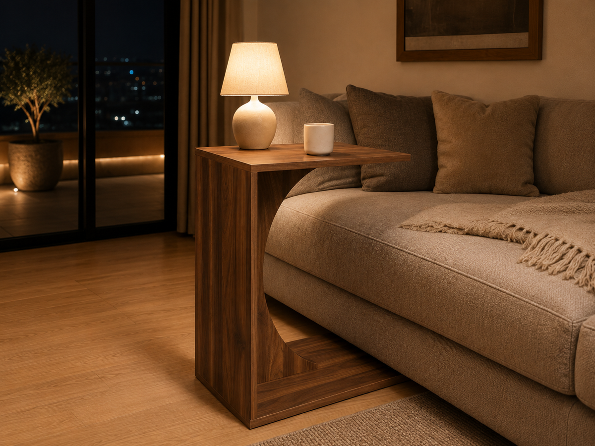 C Shaped Side Table Sofa Side Table for Living Room Bedroom Laptop Coffee Table