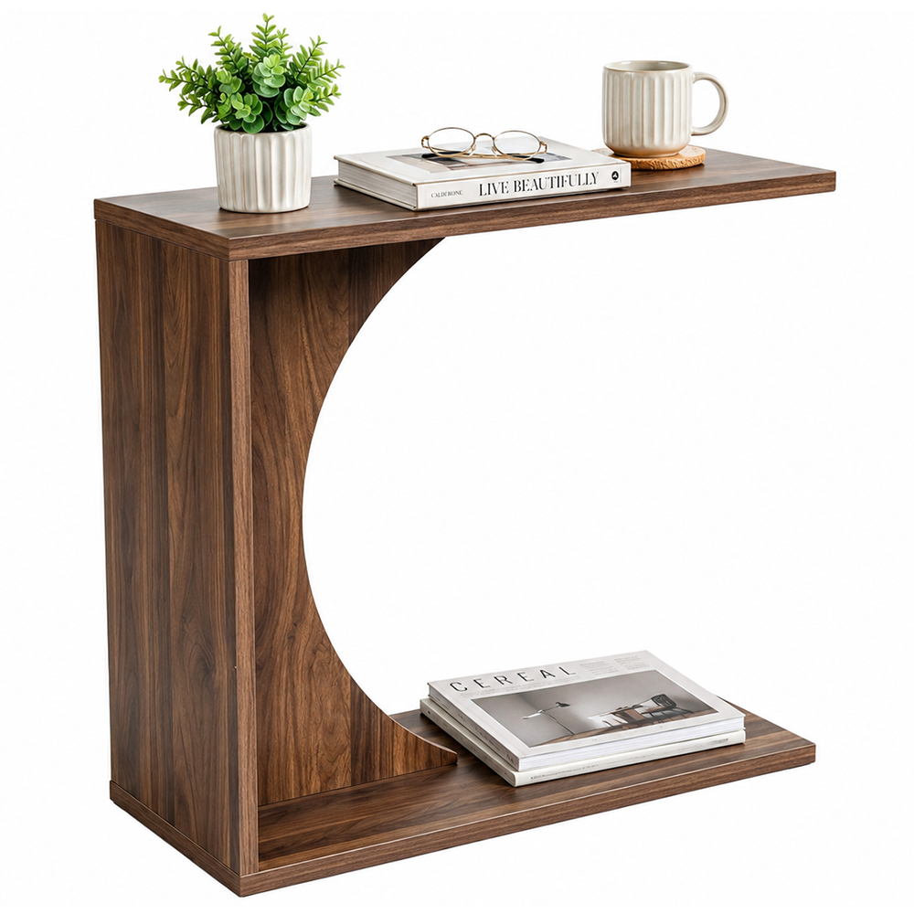C Shaped Side Table Sofa Side Table for Living Room Bedroom Laptop Coffee Table