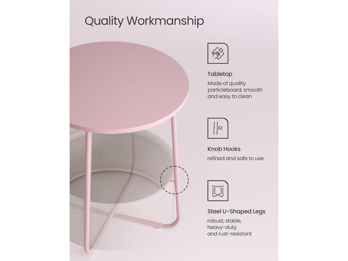 Side Table with Fabric Basket