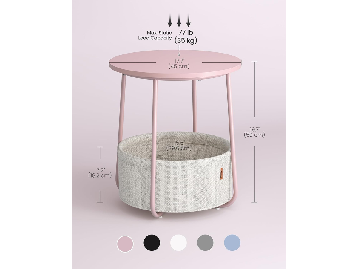 Side Table with Fabric Basket