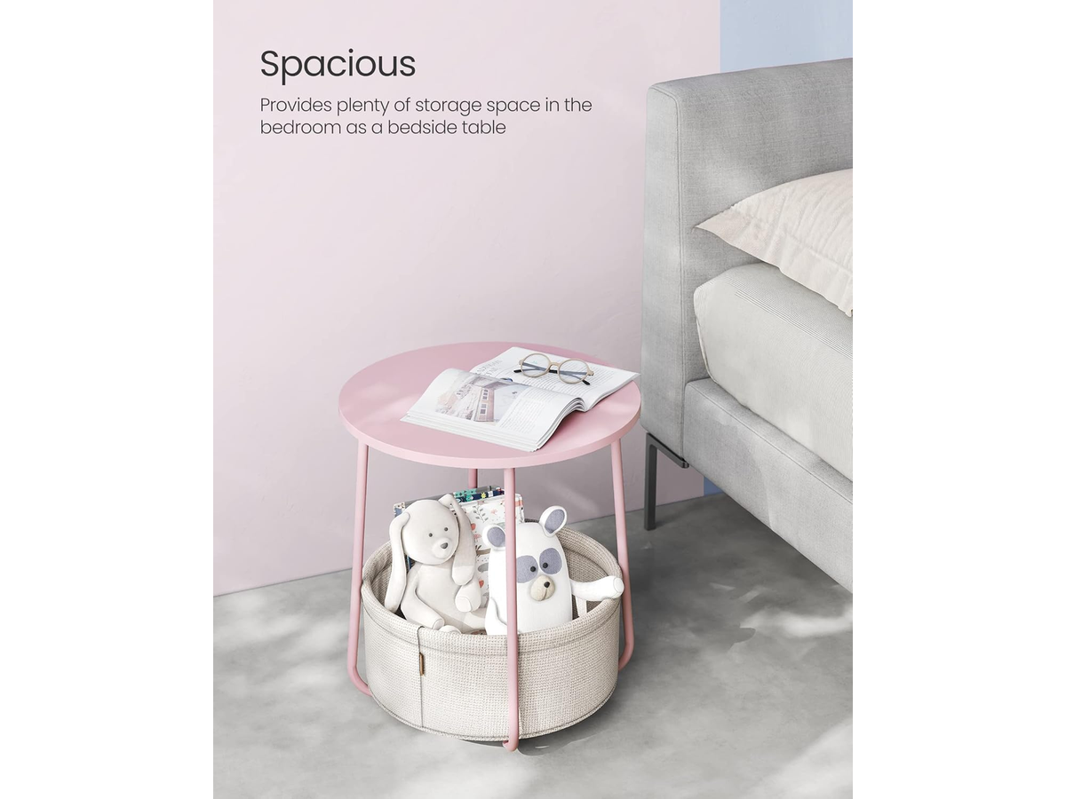 Side Table with Fabric Basket