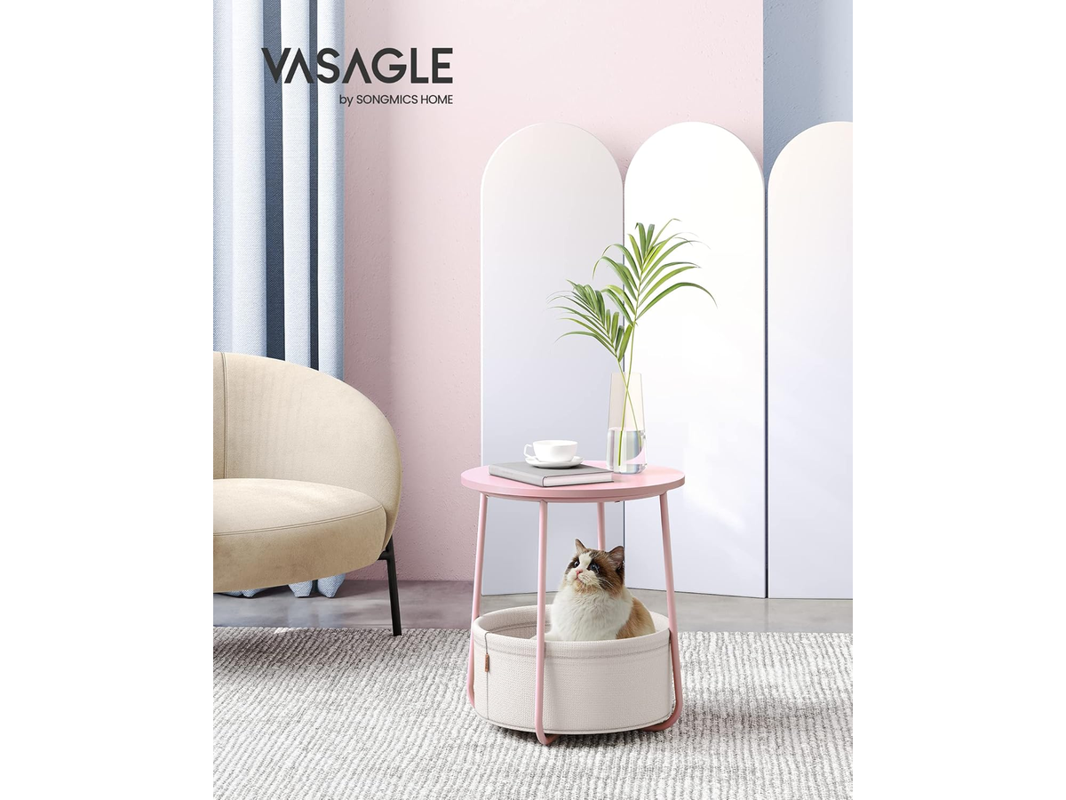 Side Table with Fabric Basket