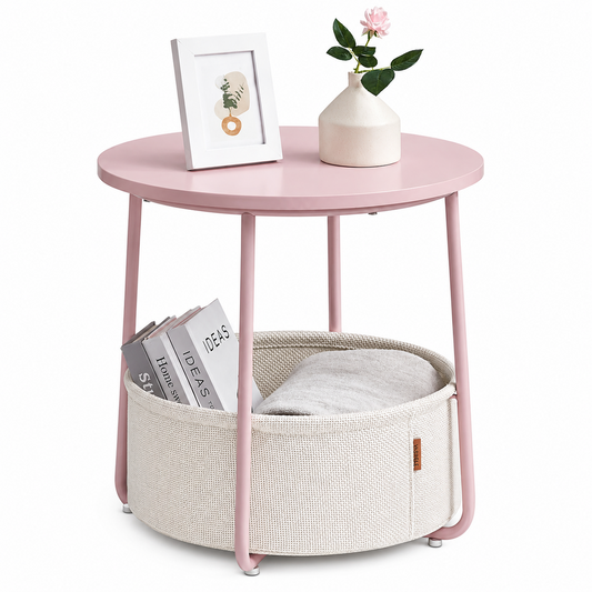 Side Table with Fabric Basket