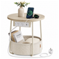 VASAGLE LILEA Side Table with Charging Station