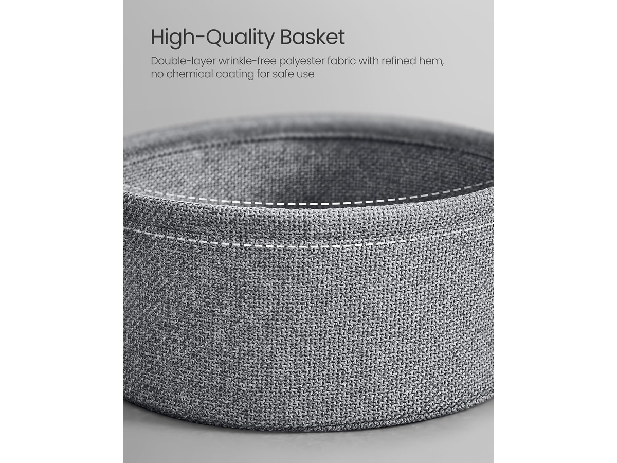 Side Table with Fabric Basket Round End Table for Living Room and Bedroom