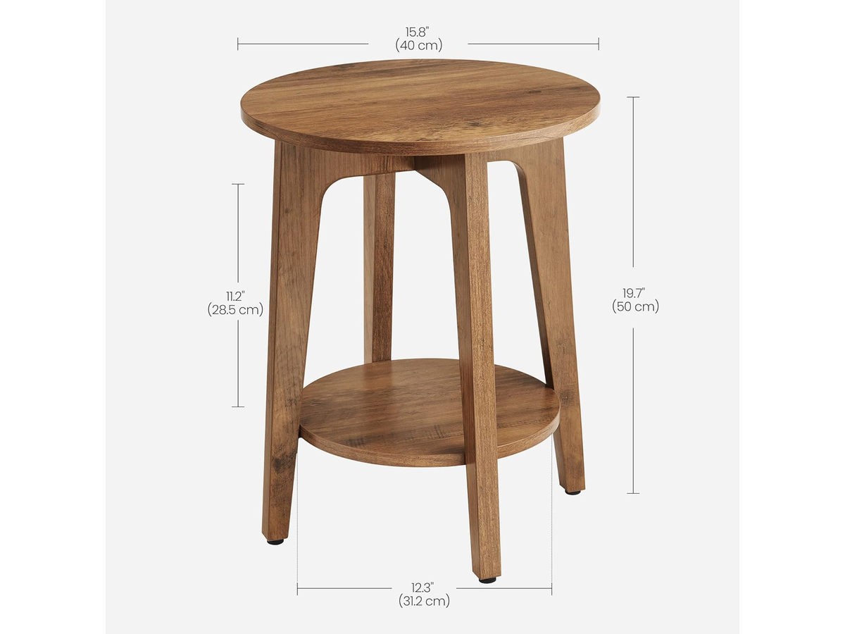 Side Table Round End Table with 2 Tier Storage Shelf for Living Room and Bedroom