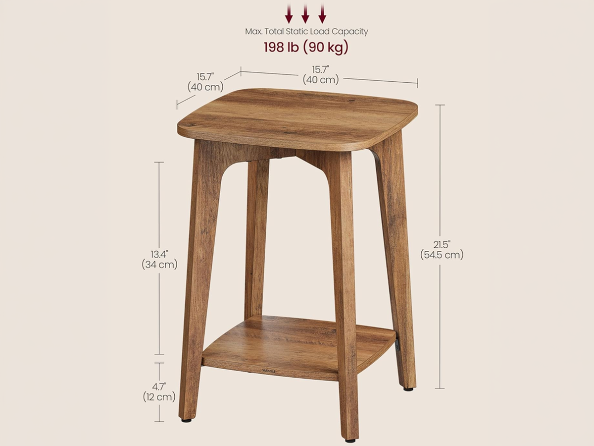Side Table 2 Tier Square End Table Bedside Table for Living Room Bedroom
