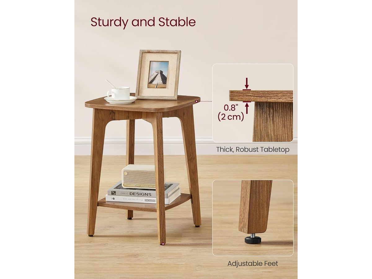 Side Table 2 Tier Square End Table Bedside Table for Living Room Bedroom