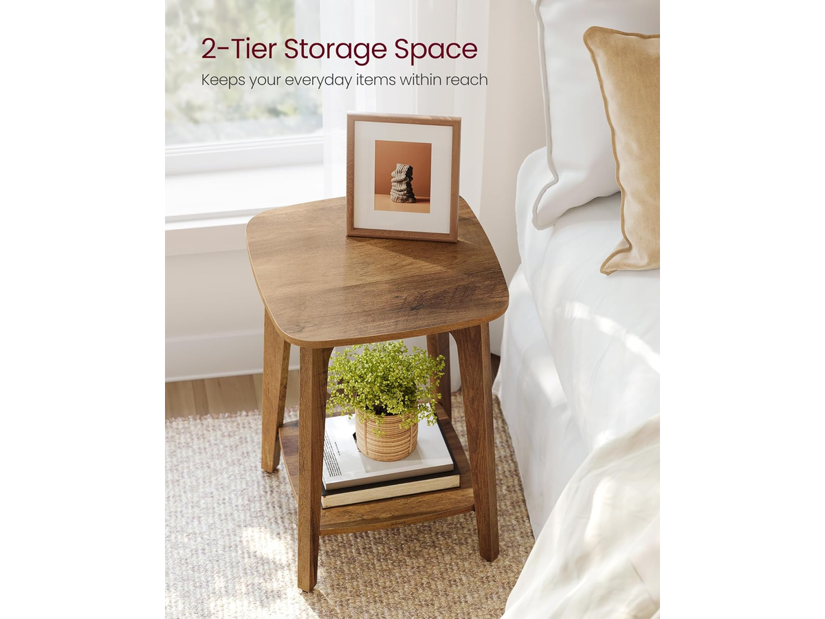 Side Table 2 Tier Square End Table Bedside Table for Living Room Bedroom