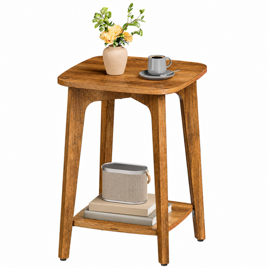 Side Table 2 Tier Square End Table Bedside Table for Living Room Bedroom