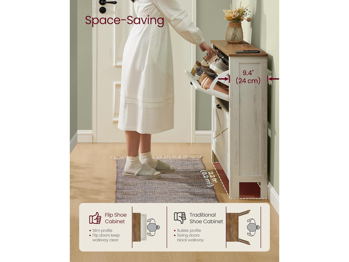 Shoe Storage Cabinet with Flip Drawers