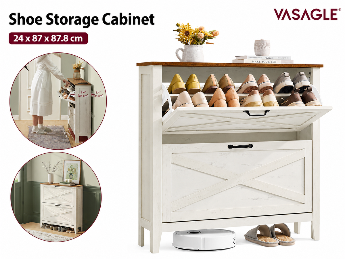 Shoe Storage Cabinet with Flip Drawers