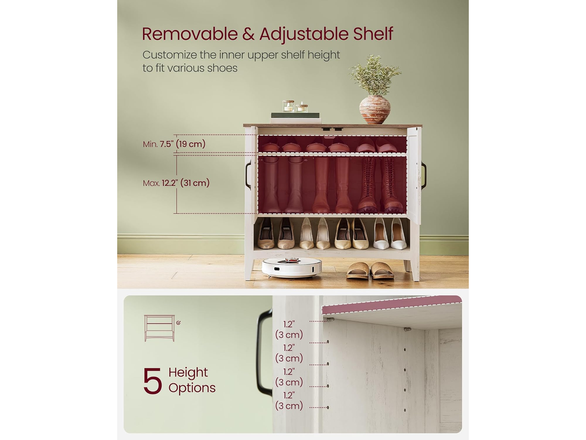 Shoe Storage Cabinet 3 Tier Shoe Organiser with Adjustable Shelf