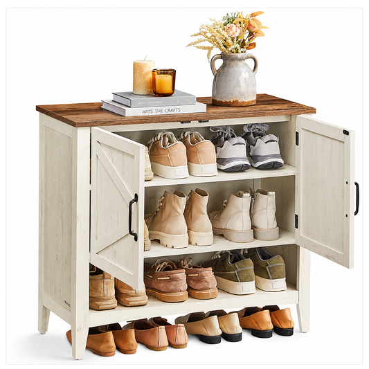 Shoe Storage Cabinet 3 Tier Shoe Organiser with Adjustable Shelf