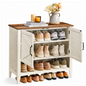 Shoe Storage Cabinet 3 Tier Shoe Organiser with Adjustable Shelf