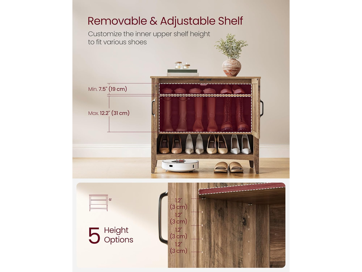 Shoe Cabinet 3 Tier Shoe Storage Organizer with Adjustable Shelf