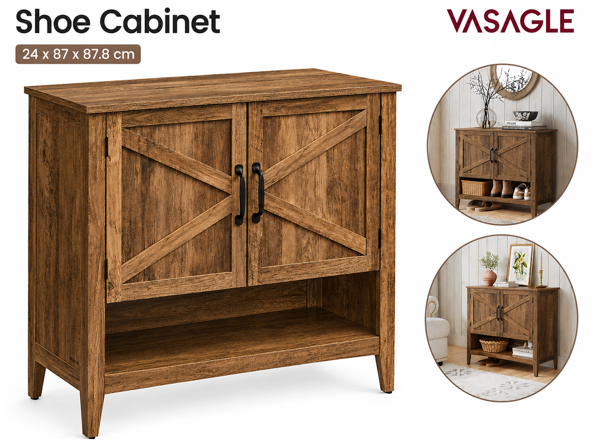 Shoe Cabinet 3 Tier Shoe Storage Organizer with Adjustable Shelf