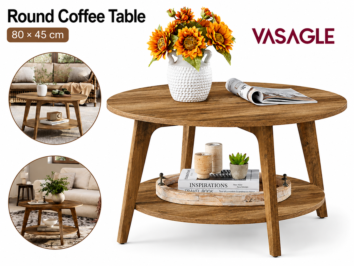Round Coffee Table 2 Tier Living Room Centre Table