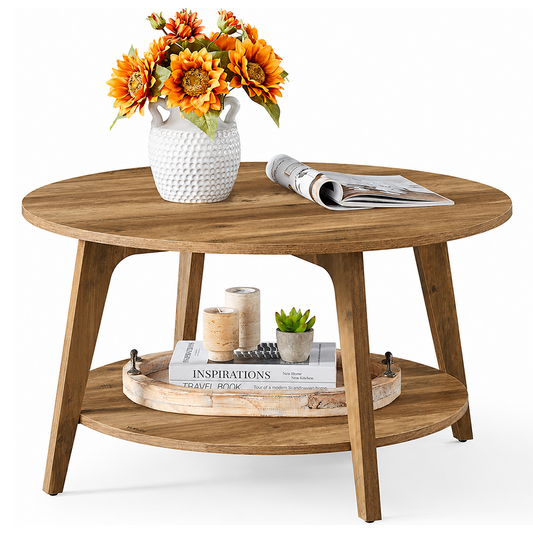 Round Coffee Table 2 Tier Living Room Centre Table