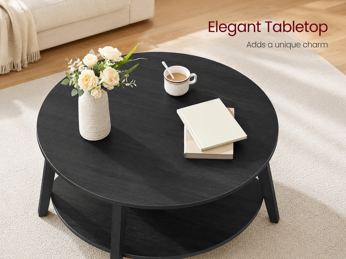 Round Coffee Table 2 Tier Living Room Table